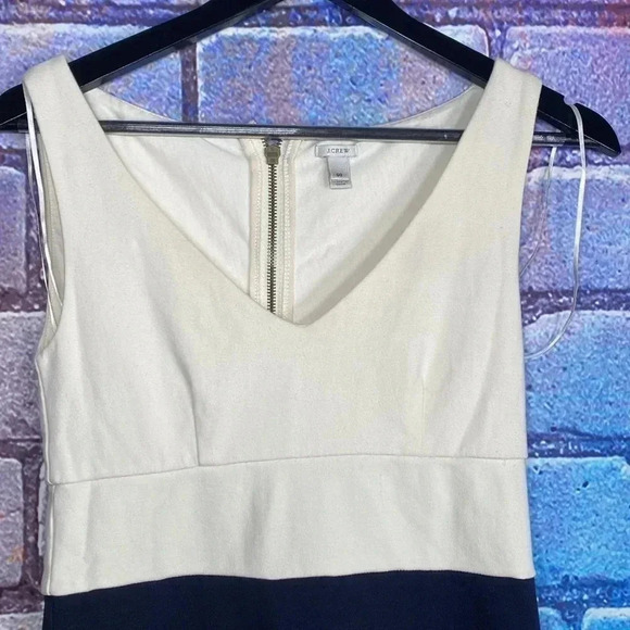 J. Crew Dress Midi Two-Tone Women’s Size 00 White Navy Blue Sleeveless - Picture 2 of 8